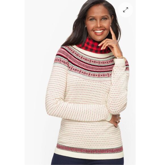 Talbots Nordic fair isle crewneck sweater lambs wool blend 3X - Picture 1 of 10